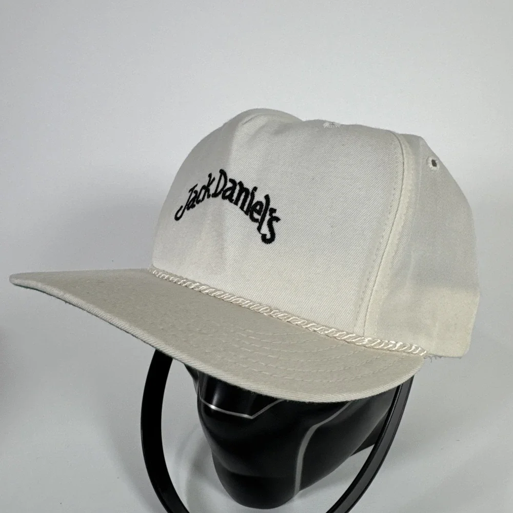 Vintage‎ New Era Jack Daniels Pro Model White Rope Snapback Hat Made In USA
